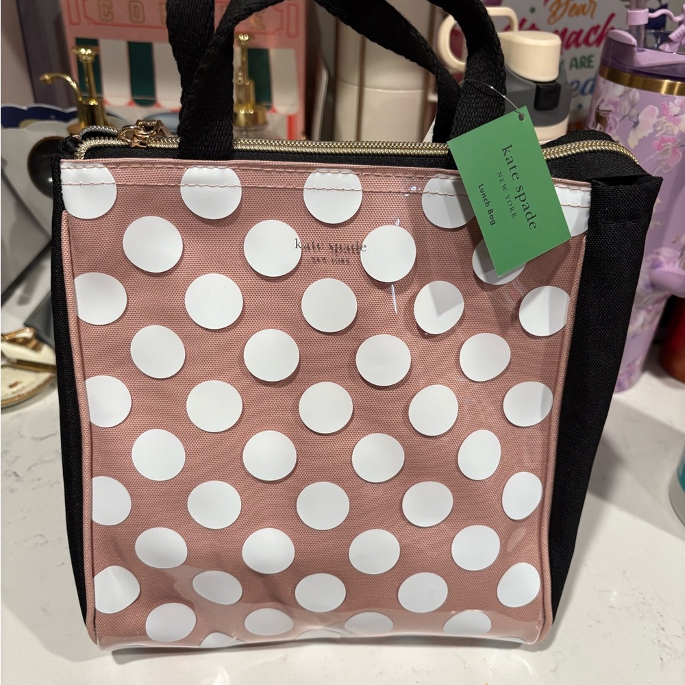 Kate Spade Pink and White Polka Dot Tote